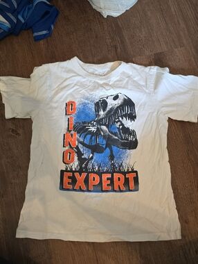 The Children's Place White Dino Expert Graphic Tee - Blue & Orange